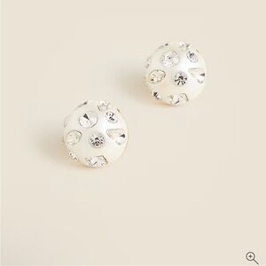 J Crew Crystal-embellished pearl stud earrings NEW Statement Sparkle + bag